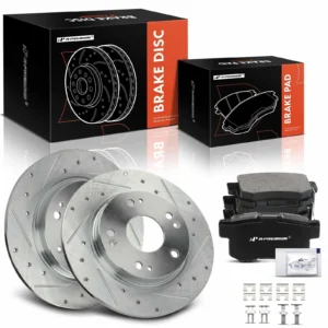 A-Premium 10.24 in (260 mm) Rear Drilled and Slotted Disc Brake Rotors + Cera...