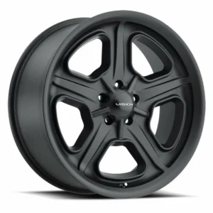 15" Vision American Muscle 147 Daytona Satin Black Wheel 15x7 5x4.5 Rim -7mm