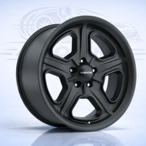 15" Vision American Muscle 147 Daytona Satin Black Wheel 15x7 5x4.5 Rim -7mm