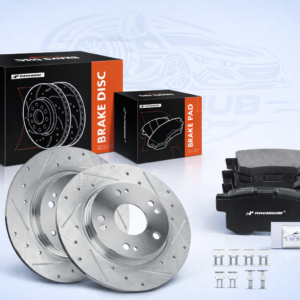 A-Premium 10.24 in (260 mm) Rear Drilled and Slotted Disc Brake Rotors + Cera...